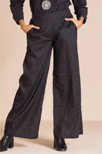 Megan Salmon Pinstripe Mariner Pant in Black and White
