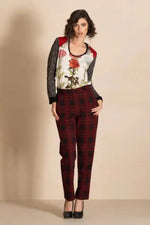 Megan Salmon Highland Audrey Trousers in Red Tartan