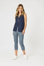 Gordon Smith Alexis 7/8th Pant in Navy & White Check