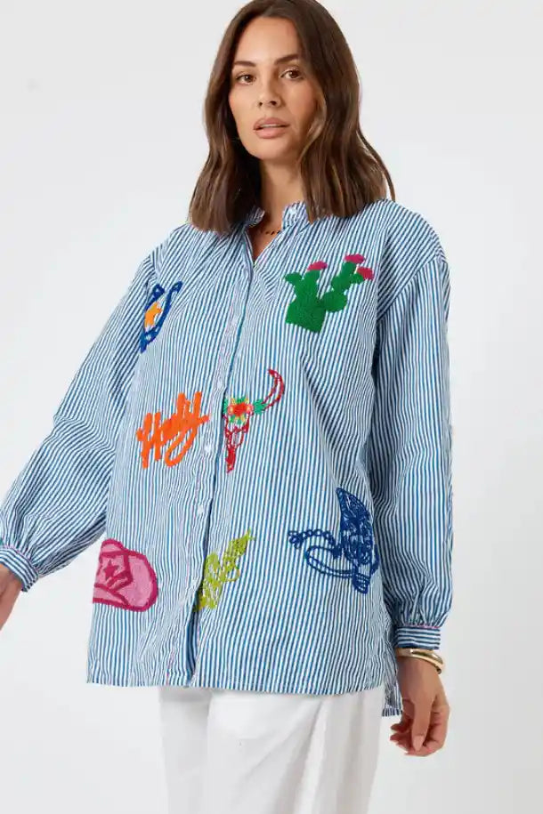 Lulalife Navy Stripe Howdy Shirt