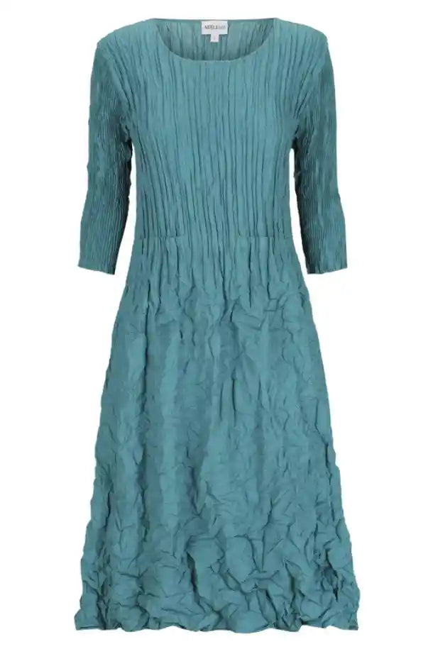 Alquema ¾ Sleeve Smashed Pocket Dress in Smokey Blue