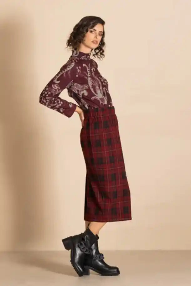 Megan Salmon Highland Monroe Skirt in Red Tartan