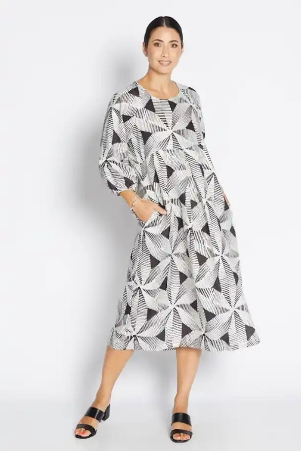 Philosophy Windmill Billow Dress in Black and White
