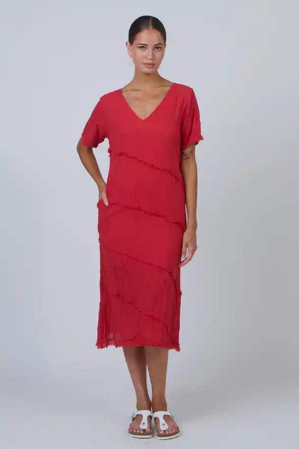 Namastai Chilli Red V-Neck Dress