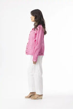 Orientique Linen Essentials Jacket in Hot Pink