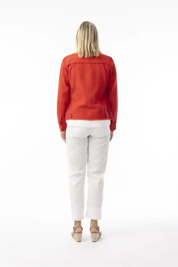 Orientique Linen Essentials Jacket in Red