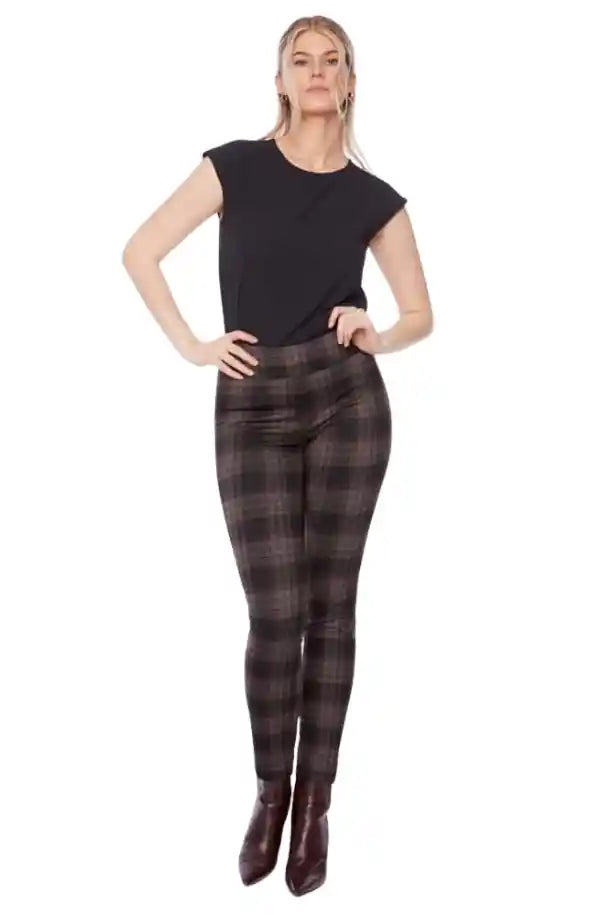 UP! Pants Bray Ponte Full Length Pant in Wine, Grey and Black