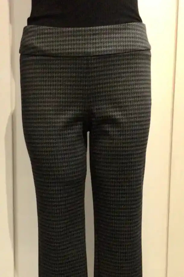 UP! Pants Houndstooth Ponte Full Length Pant in Grey and Black