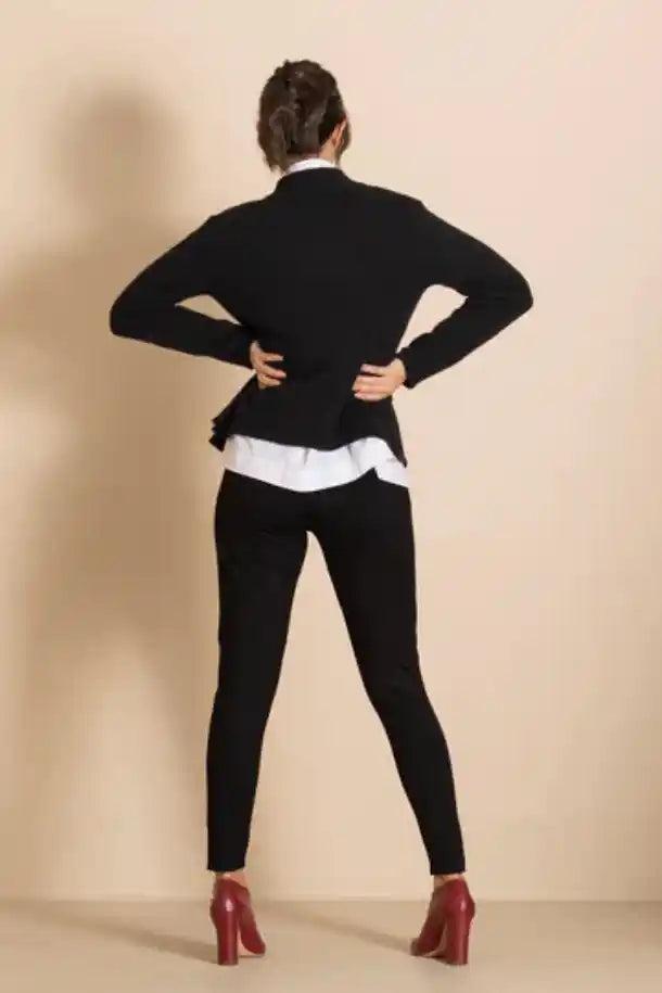 Megan Salmon Ponte Beagle Boy Pant in Black