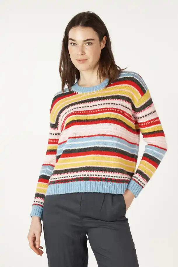 Zaket & Plover Mohair Striped Jumper in Blue