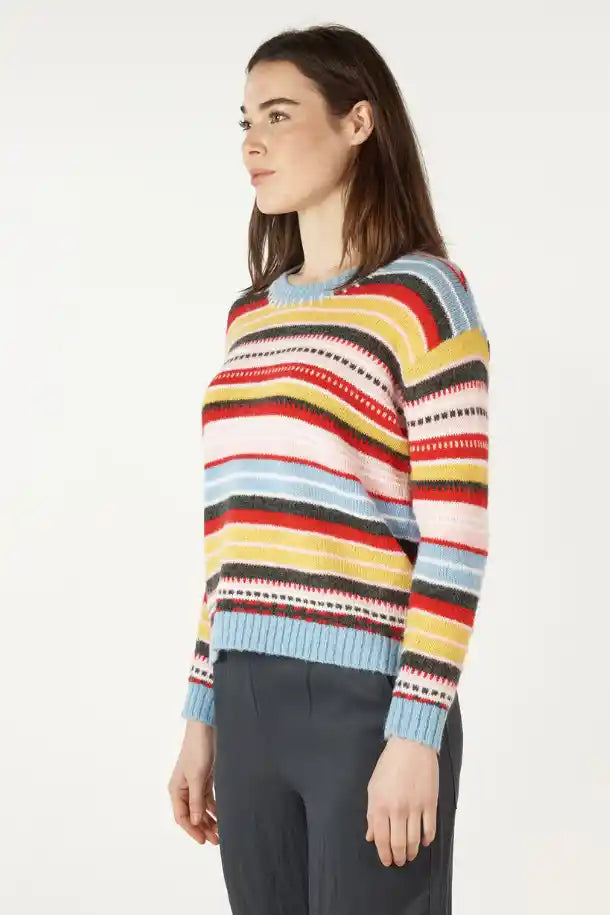 Zaket & Plover Mohair Striped Jumper in Blue