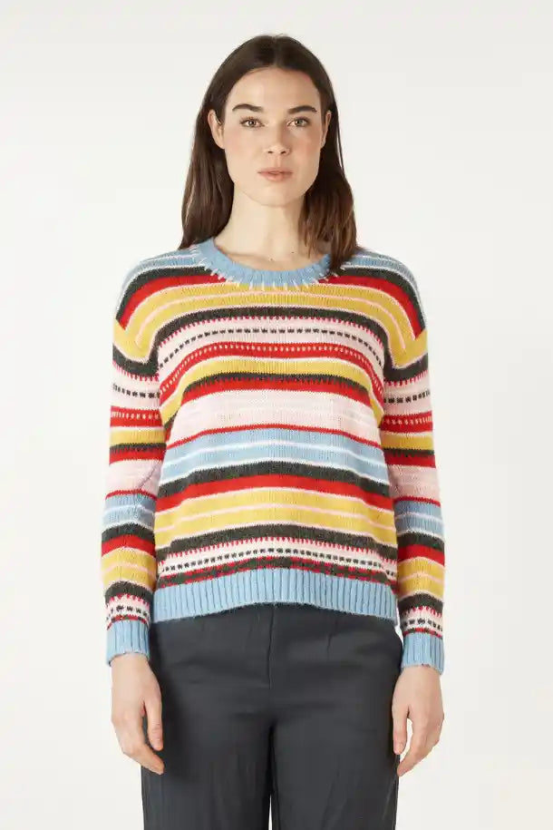 Zaket & Plover Mohair Striped Jumper in Blue