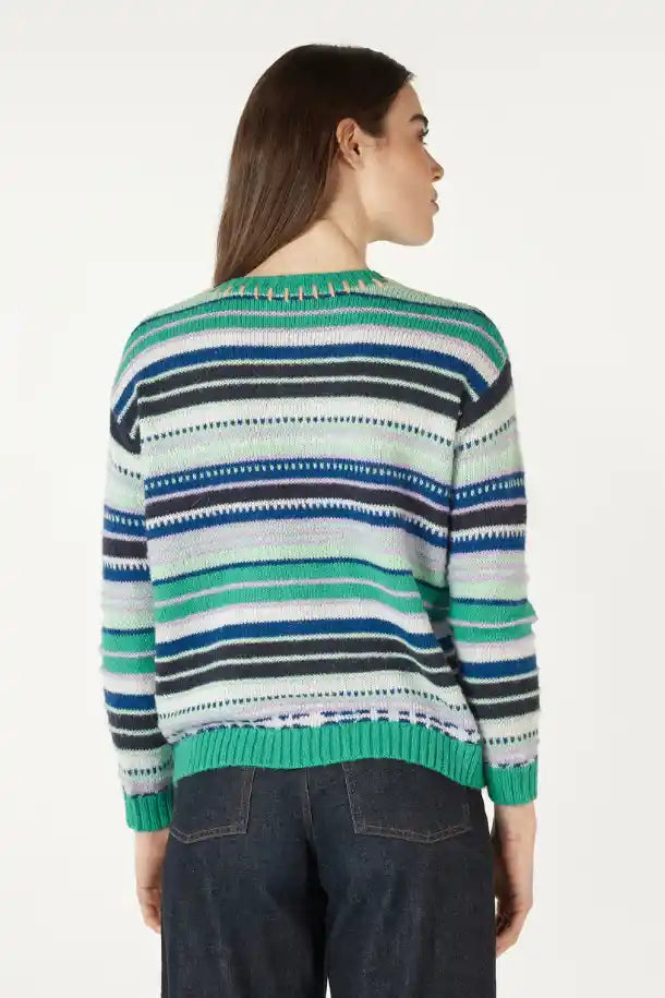 Zaket & Plover Mohair Striped Jumper in Green