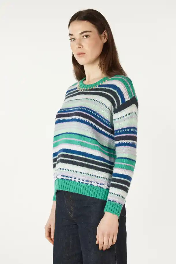 Zaket & Plover Mohair Striped Jumper in Green