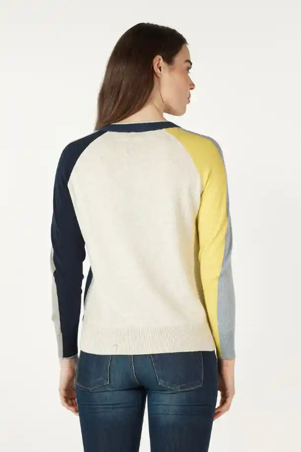 Zaket & Plover College V-Neck Jumper in Denim