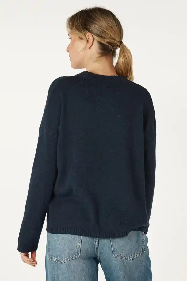 Zaket & Plover Essential Round Neck Sweater in Denim