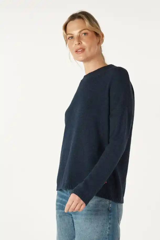 Zaket & Plover Essential Round Neck Sweater in Denim