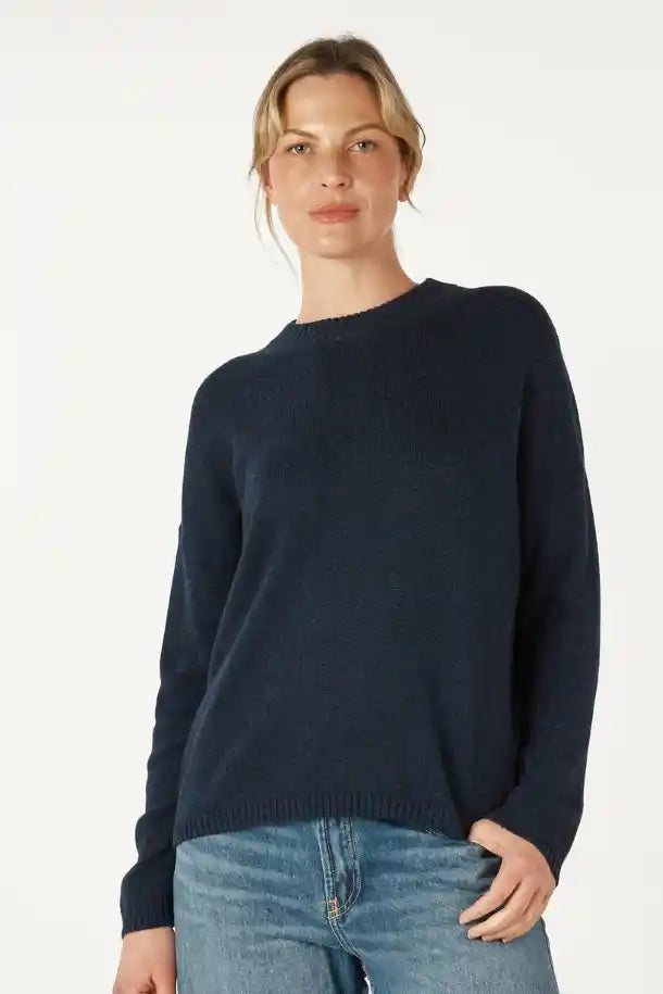 Zaket & Plover Essential Round Neck Sweater in Denim