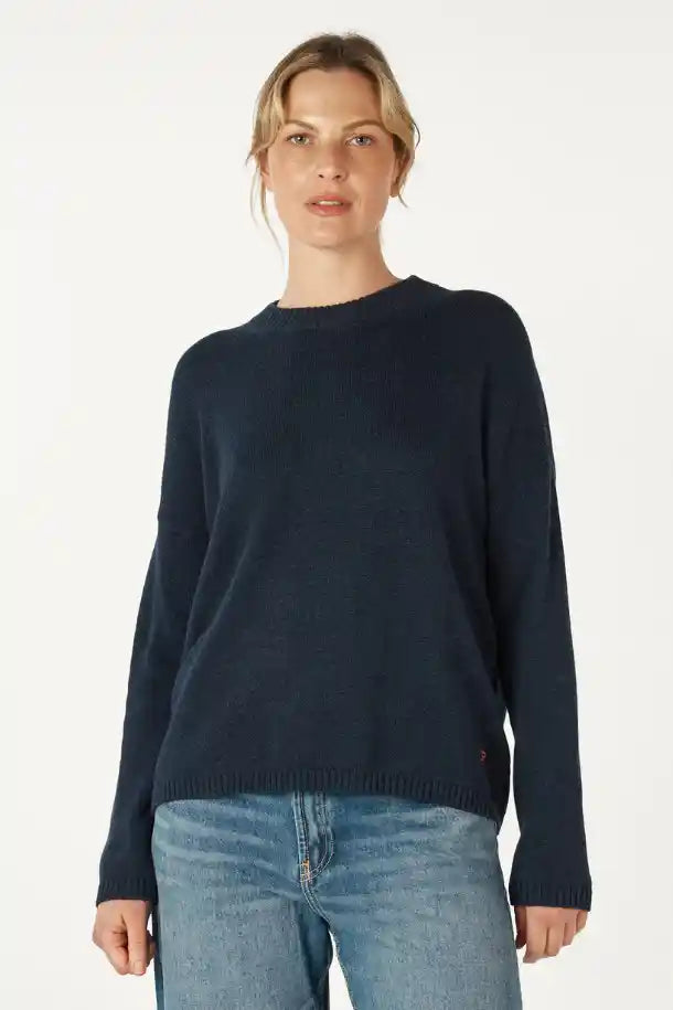 Zaket & Plover Essential Round Neck Sweater in Denim