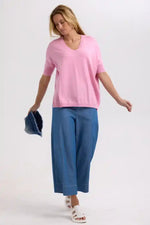 Zaket & Plover Pointelle Shoulder Top in Fondant Pink