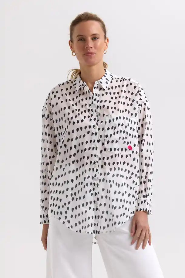 Zaket & Plover Cotton Voile Shirt in White Love
