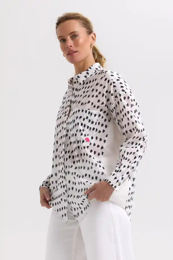 Zaket & Plover Cotton Voile Shirt in White Love
