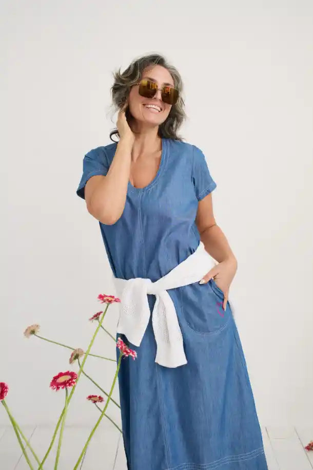 Zaket & Plover Denim Dress in Washed Denim