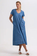 Zaket & Plover Denim Dress in Washed Denim