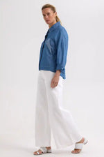 Zaket & Plover Denim Shacket in Washed Denim