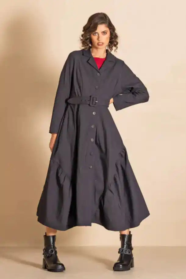 Megan Salmon Twill Me Elle Coat in Black
