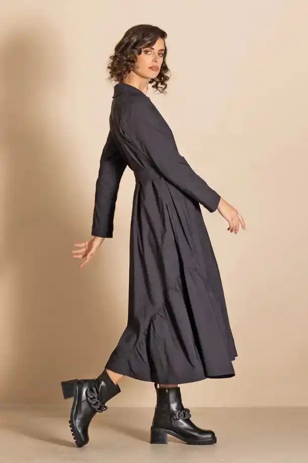 Megan Salmon Twill Me Elle Coat in Black