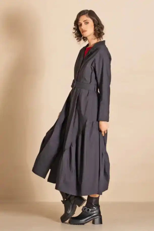 Megan Salmon Twill Me Elle Coat in Black