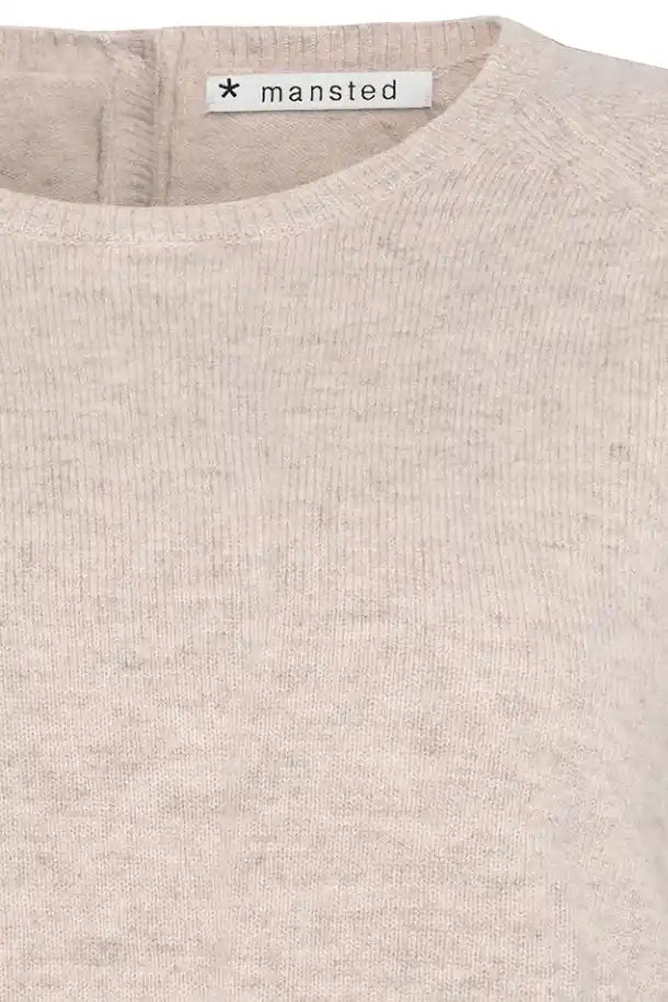 Mansted Yak Blend Hattie Crew Sweater in Light Oat