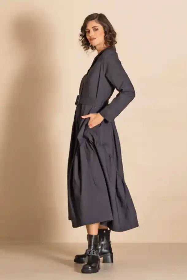 Megan Salmon Twill Me Elle Coat in Black