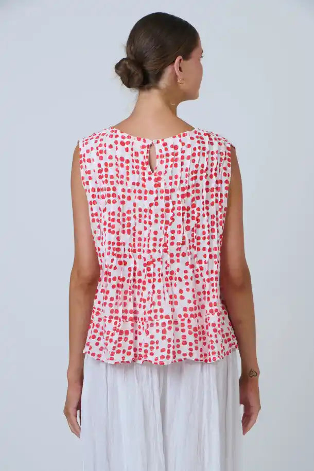 Namastai Chilli Spot Top in Red and White Spots