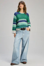 Zaket & Plover Stripe Pop Jumper in Parsley