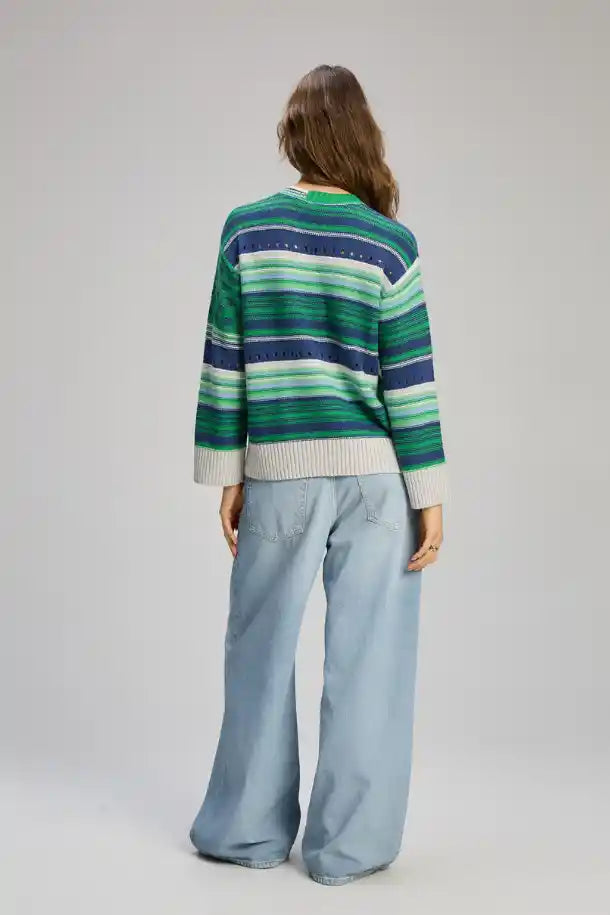 Zaket & Plover Stripe Pop Jumper in Parsley