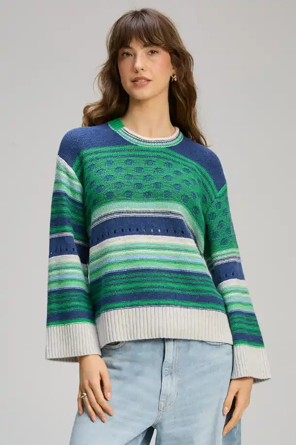Zaket & Plover Stripe Pop Jumper in Parsley