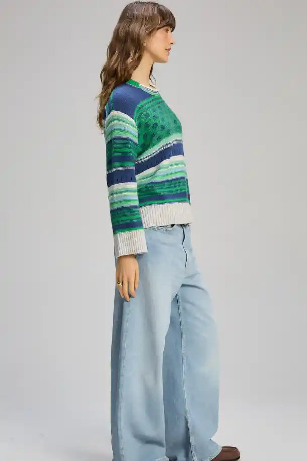 Zaket & Plover Stripe Pop Jumper in Parsley