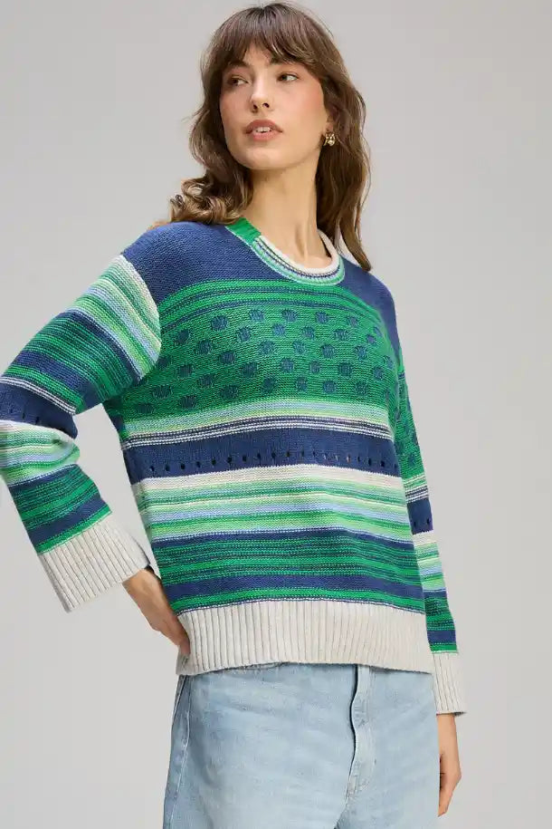 Zaket & Plover Stripe Pop Jumper in Parsley
