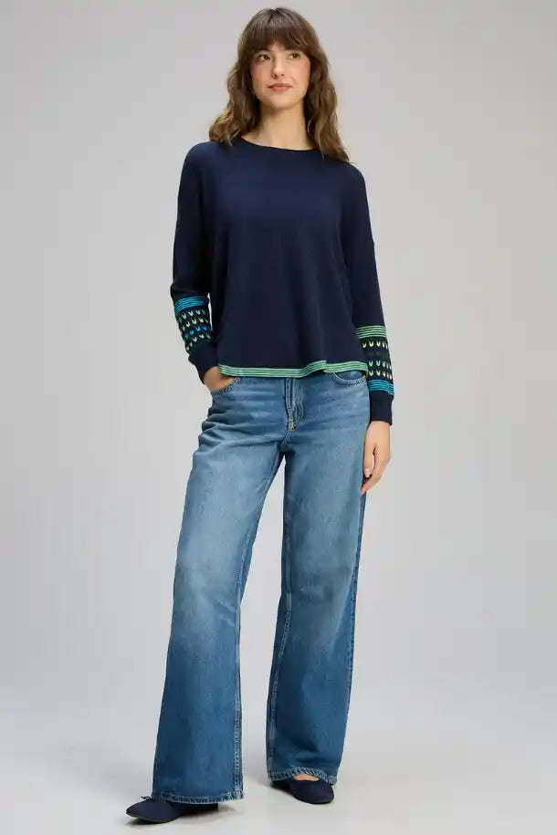 Zaket & Plover Textured Swing Jumper in Dark Denim