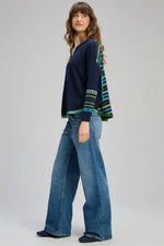 Zaket & Plover Textured Swing Jumper in Dark Denim