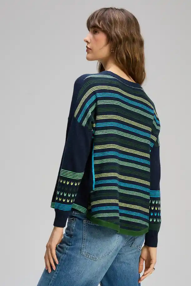 Zaket & Plover Textured Swing Jumper in Dark Denim