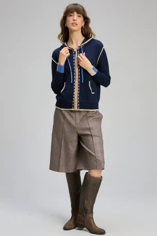 Zaket & Plover Threaded Hoodie in Dark Denim