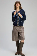 Zaket & Plover Threaded Hoodie in Dark Denim