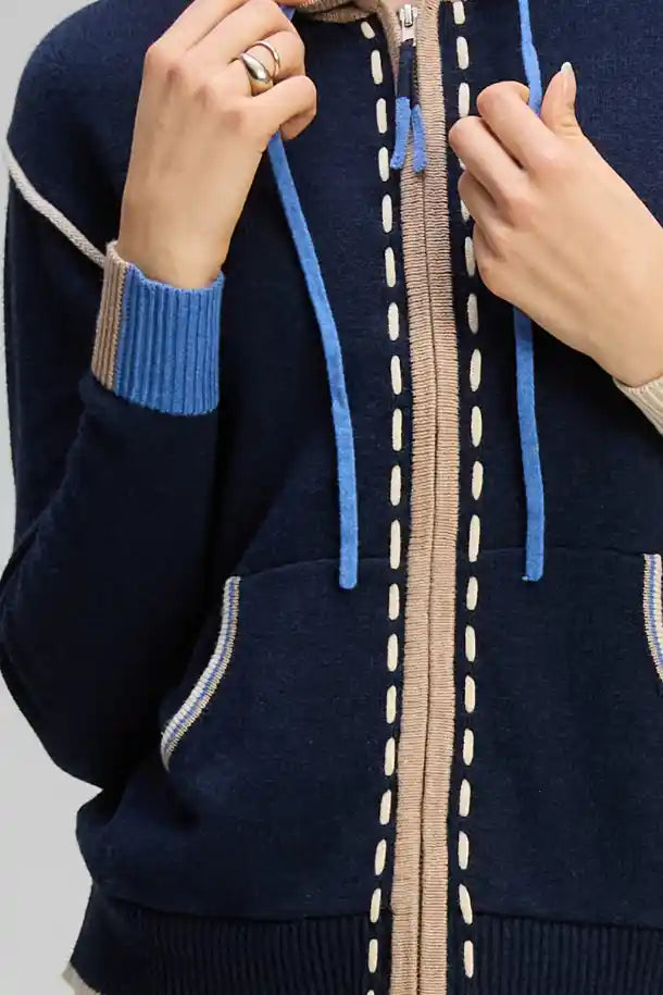 Zaket & Plover Threaded Hoodie in Dark Denim