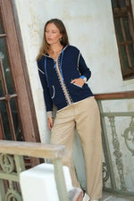 Zaket & Plover Threaded Hoodie in Dark Denim