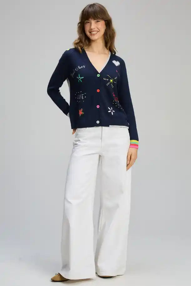 Zaket & Plover Good Energy Cardi in Dark Denim