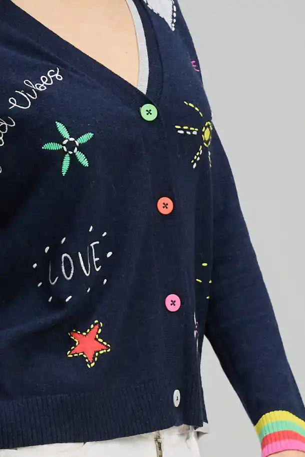 Zaket & Plover Good Energy Cardi in Dark Denim