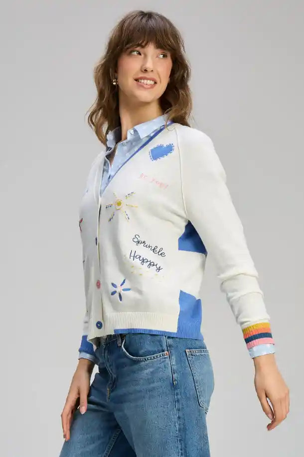 Zaket & Plover Good Energy Cardi in Winter White